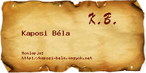 Kaposi Béla névjegykártya